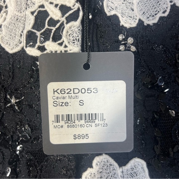 NWT St. John Black and White Lace Embellished One Button Cardigan, Small - Picture 5 of 6